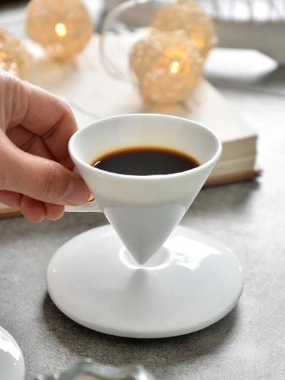 70ml Bijela konusna šalica za kavu i tanjurić Set Uredsko posuđe za kavu Keramičko ESPRESSO staklo Cappuccino šalica Bone China Demitasse šalica za čaj