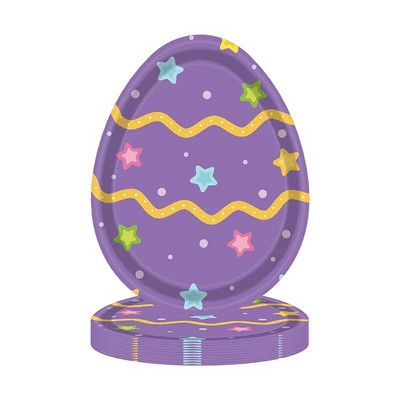 8kom/set Tanjur u obliku uskršnjeg jajeta Uskrsni zec Uskršnja dekoracija 2024. Jednokratni tanjur za kućnu zabavu Dekoracija za djecu