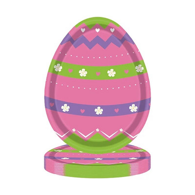 8kom/set Tanjur u obliku uskršnjeg jajeta Uskrsni zec Uskršnja dekoracija 2024. Jednokratni tanjur za kućnu zabavu Dekoracija za djecu