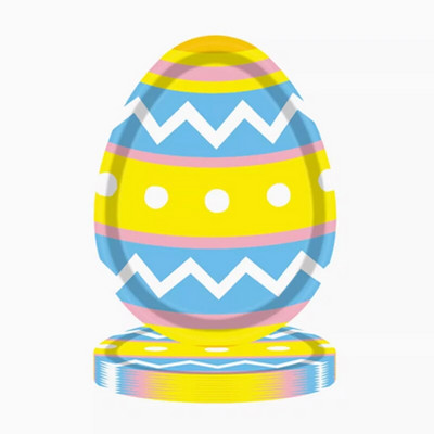 8kom/set Tanjur u obliku uskršnjeg jajeta Uskrsni zec Uskršnja dekoracija 2024. Jednokratni tanjur za kućnu zabavu Dekoracija za djecu