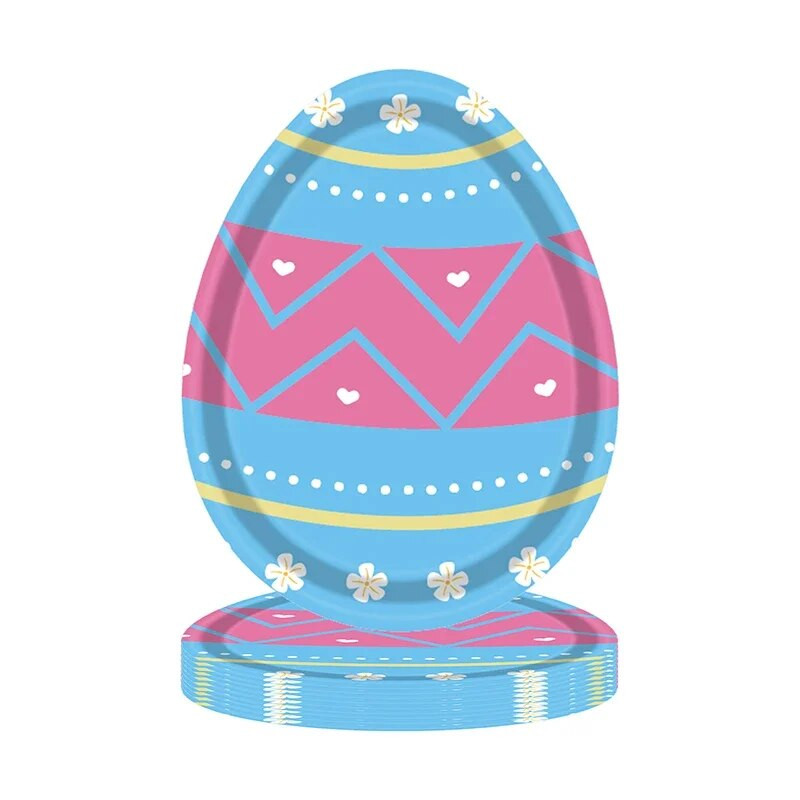 8kom/set Tanjur u obliku uskršnjeg jajeta Uskrsni zec Uskršnja dekoracija 2024. Jednokratni tanjur za kućnu zabavu Dekoracija za djecu
