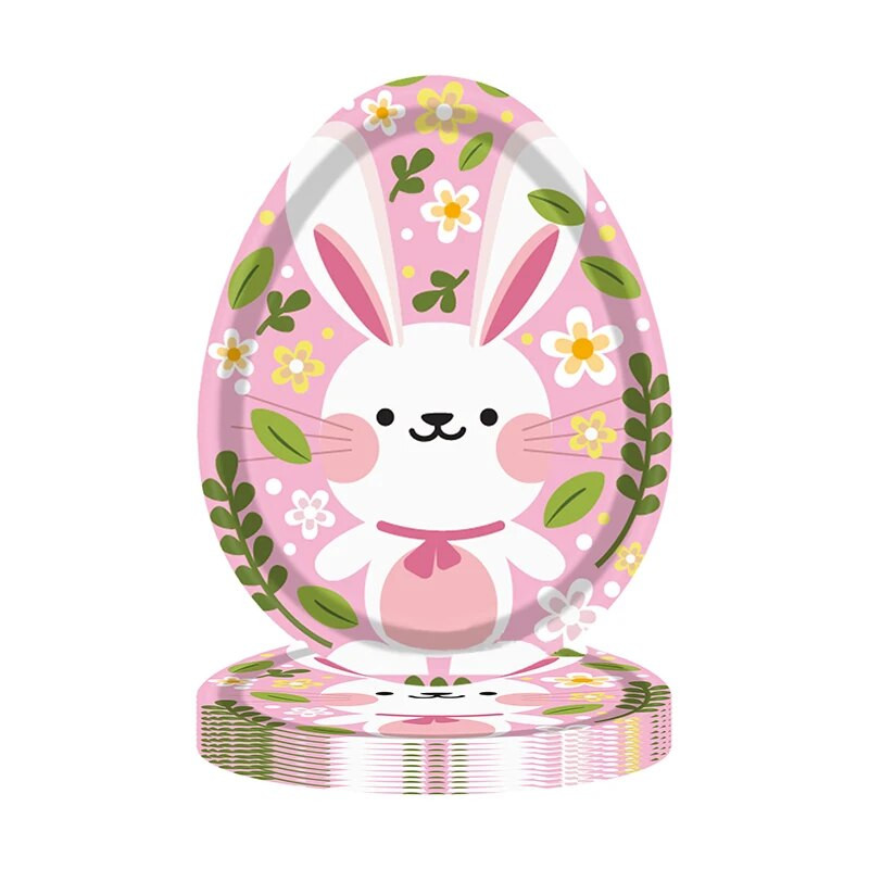 8kom/set Tanjur u obliku uskršnjeg jajeta Uskrsni zec Uskršnja dekoracija 2024. Jednokratni tanjur za kućnu zabavu Dekoracija za djecu