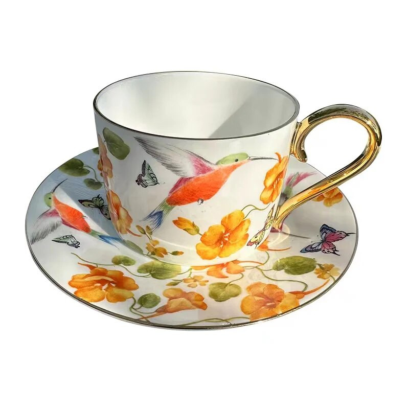 Nordic Hummingbird Ceramic Coffee Cup Dish European Exquisite Bone Porcelan Cup Dish Сервиз за следобеден чай Комплект чаши за чай Сервизи