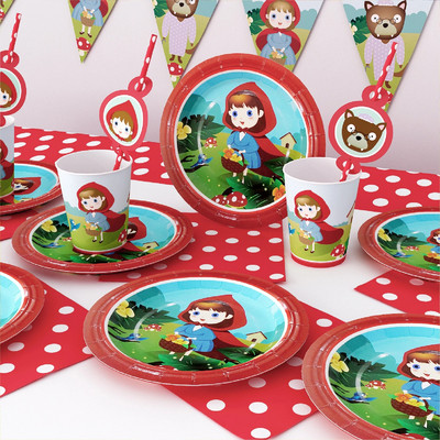 Little Red Riding Hood Theme Party Supplies Children Girl Birthday Party Decoration Cake Decoration Disposable Tableware Balloon
