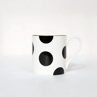 Golden Stroke Polka Dot Stripes Чаши Чаши за кафе Японско модерно изкуство Керамична чиния Следобеден чай Сервии Настолни чаши за вода