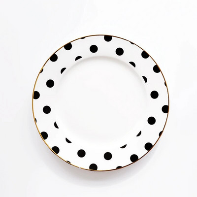 Golden Stroke Polka Dot Stripes Чаши Чаши за кафе Японско модерно изкуство Керамична чиния Следобеден чай Сервии Настолни чаши за вода