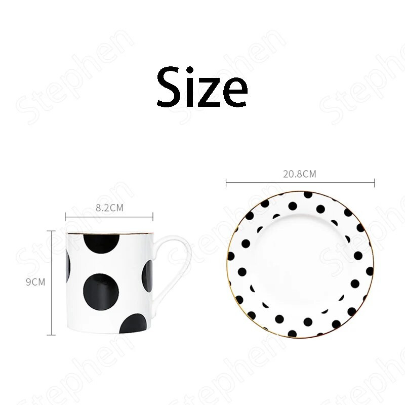 Golden Stroke Polka Dot Stripes Чаши Чаши за кафе Японско модерно изкуство Керамична чиния Следобеден чай Сервии Настолни чаши за вода