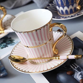 Чаша за кафе с европейски мотив Керамична луксозна чаша за многократна употреба и чинийка Copo Домашен порцелан OO50BD