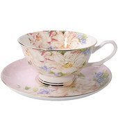 Angliškos „Bone China“ kavos puodelių rinkinys, kūrybiškos spausdinimo popietės arbatos rinkinys, keraminiai paprasti buitiniai arbatos puodeliai