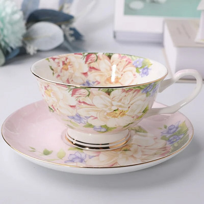 Angliškos „Bone China“ kavos puodelių rinkinys, kūrybiškos spausdinimo popietės arbatos rinkinys, keraminiai paprasti buitiniai arbatos puodeliai