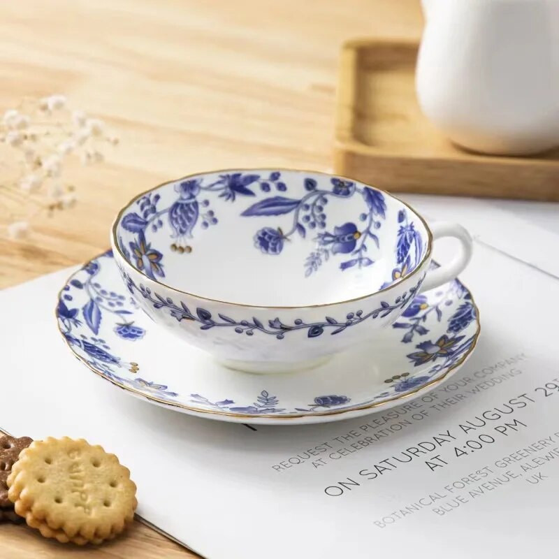 Set de ceai de cafea și farfurii Bone China, ceai de ceai de după-amiază cu parfum simplu japonez, set mic de ceai rafinat, de lux