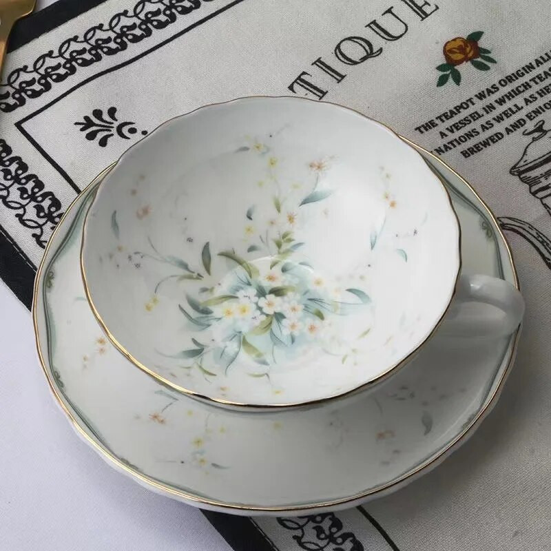 Set de ceai de cafea și farfurii Bone China, ceai de ceai de după-amiază cu parfum simplu japonez, set mic de ceai rafinat, de lux