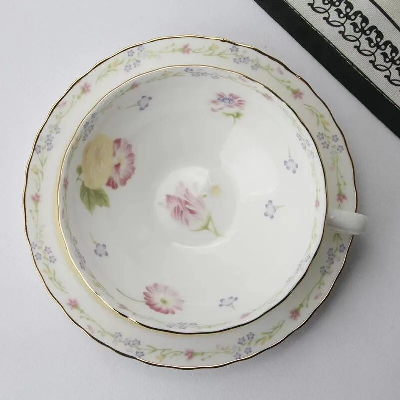 Set de ceai de cafea și farfurii Bone China, ceai de ceai de după-amiază cu parfum simplu japonez, set mic de ceai rafinat, de lux