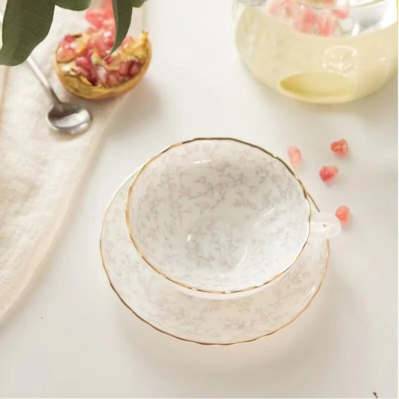 Set de ceai de cafea și farfurii Bone China, ceai de ceai de după-amiază cu parfum simplu japonez, set mic de ceai rafinat, de lux