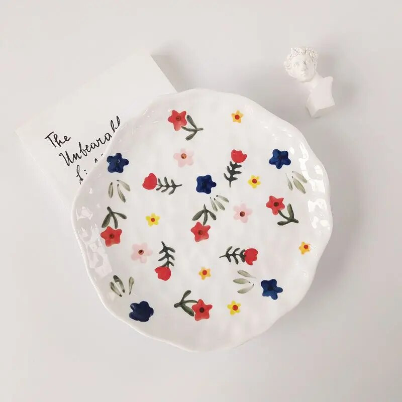 INS High Beauty Овесена чаша Чаша за закуска Чаша за закуска, устойчива на висока температура, чаша за мляко с микровълнова печка, фрагментирана чиния за чаша с цветя