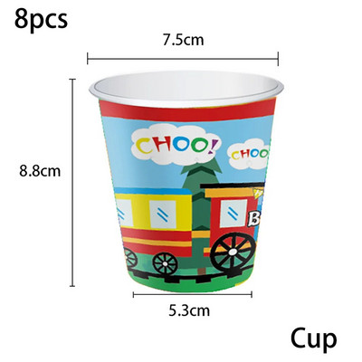 Tematski prijevoz vlakom Set posuđa Potrepštine za rođendanske zabave Balon Dekoracija torte Banner Baby Shower Kid Boy Darovi