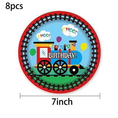 Tematski prijevoz vlakom Set posuđa Potrepštine za rođendanske zabave Balon Dekoracija torte Banner Baby Shower Kid Boy Darovi