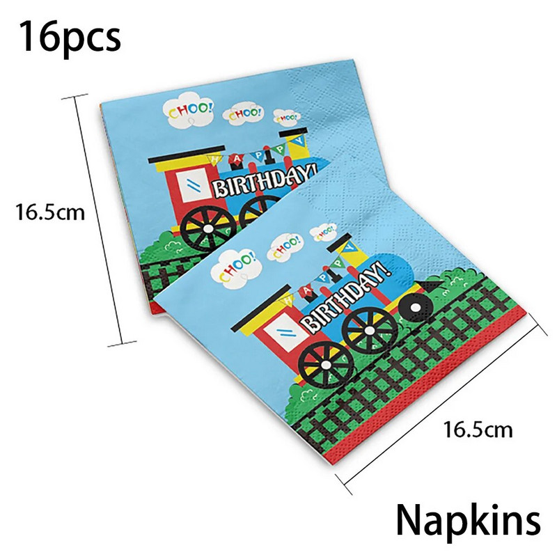 Tematski prijevoz vlakom Set posuđa Potrepštine za rođendanske zabave Balon Dekoracija torte Banner Baby Shower Kid Boy Darovi