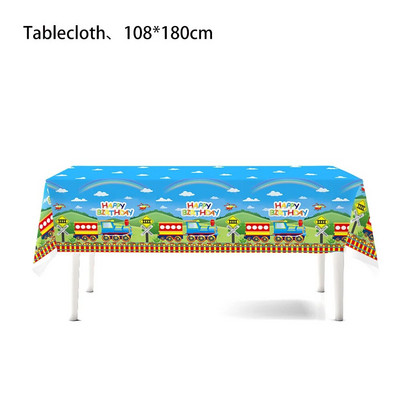 Vonattéma Születésnapi Díszek Party Eldobható Evőeszközök Papírszalvéták Csészék Tányérok Banner Abrosz Szalma