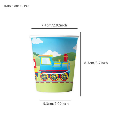 Vonattéma Születésnapi Díszek Party Eldobható Evőeszközök Papírszalvéták Csészék Tányérok Banner Abrosz Szalma