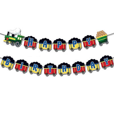 8db Train Headstock Party Theme Eldobható étkészlet Játék autós papírtányérok Szalvéták Boldog gyerekek születésnapját Parti kellékek Fiúk kedvence