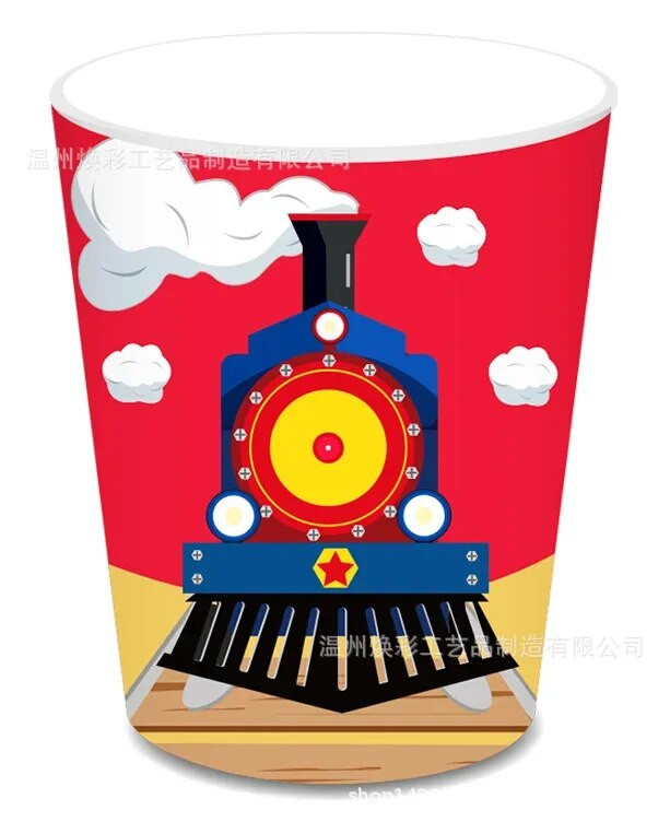 8db Train Headstock Party Theme Eldobható étkészlet Játék autós papírtányérok Szalvéták Boldog gyerekek születésnapját Parti kellékek Fiúk kedvence