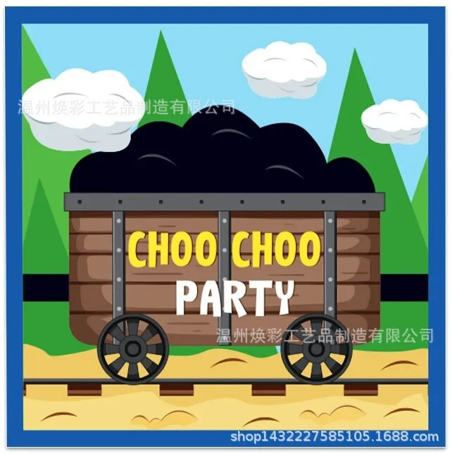 8db Train Headstock Party Theme Eldobható étkészlet Játék autós papírtányérok Szalvéták Boldog gyerekek születésnapját Parti kellékek Fiúk kedvence