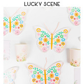 Farfurii din hârtie în formă de fluture, cești, seturi de șervețele cu petrecere decorativă ușoară de unică folosință, petrecere de aniversare și petrecere de nuntă S01100