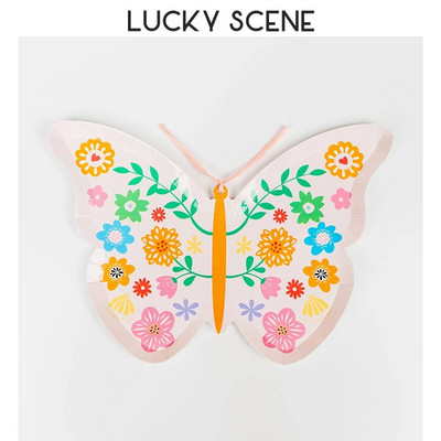 Farfurii din hârtie în formă de fluture, cești, seturi de șervețele cu petrecere decorativă ușoară de unică folosință, petrecere de aniversare și petrecere de nuntă S01100