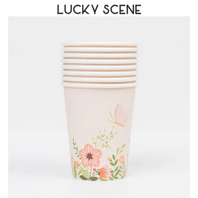 Farfurii din hârtie în formă de fluture, cești, seturi de șervețele cu petrecere decorativă ușoară de unică folosință, petrecere de aniversare și petrecere de nuntă S01100