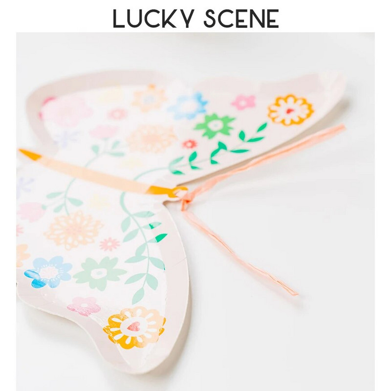 Farfurii din hârtie în formă de fluture, cești, seturi de șervețele cu petrecere decorativă ușoară de unică folosință, petrecere de aniversare și petrecere de nuntă S01100