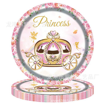 Pink Princess Castle Комплект прибори за хранене Десертни чинии Чаши маса Balloon Banner Любими момичета Рожден ден Възрастни Сватбена декорация