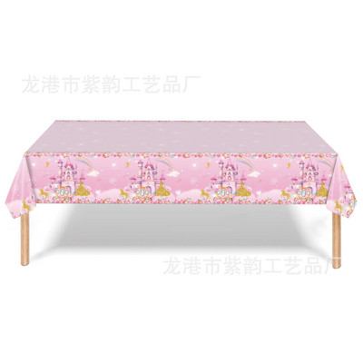 Pink Princess Castle Set posuđa Tanjuri za desert Šalice stolnjak Balon Banner Omiljeni rođendanski ukrasi za vjenčanje odraslih