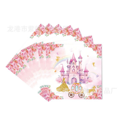 Pink Princess Castle Set posuđa Tanjuri za desert Šalice stolnjak Balon Banner Omiljeni rođendanski ukrasi za vjenčanje odraslih