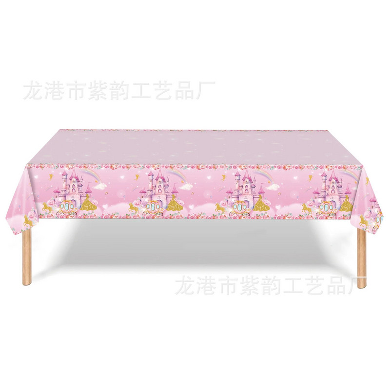 Pink Princess Castle Set posuđa Tanjuri za desert Šalice stolnjak Balon Banner Omiljeni rođendanski ukrasi za vjenčanje odraslih