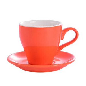 Plačios burnos puodelio ir lėkštės rinkinys, keramikos spalvos glazūra, konkurso girliandos puodelis, išgalvotas latte puodelis, kavos puodelis, tulpė, 280 ml