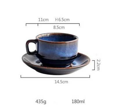 KINGLANG keramikas radošās kafijas krūzes apakštasīšu komplekts brokastu piena tējas tase Deep Blue sērija