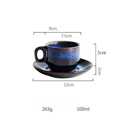 KINGLANG keramikas radošās kafijas krūzes apakštasīšu komplekts brokastu piena tējas tase Deep Blue sērija