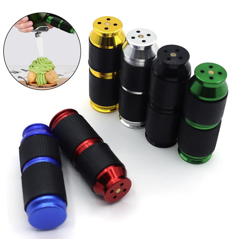 1 vnt. nešiojamas plaktos grietinėlės krekingo dozatorius, mini guminė rankena, saugus dujų balionėlio balionėlis grietinėlės plakimui virtuvės desertų įrankiai