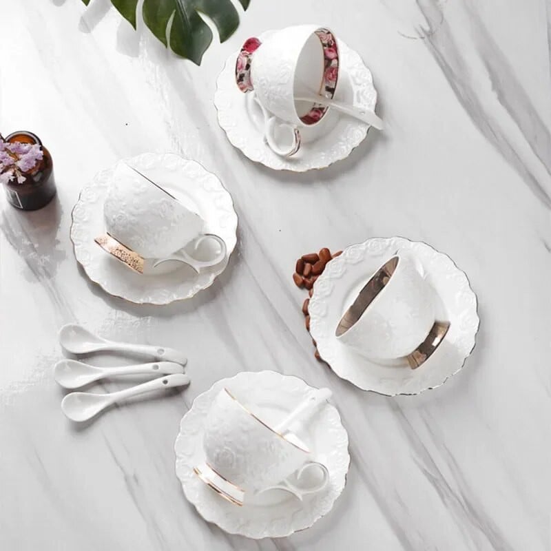 Keraminiai puodeliai ir lėkštės Kavos puodelių rinkinys Kontinentinis arbatos rinkinys Kavos puodelis Vienspalvis angliškos popietės arbatos puodelių rinkinys