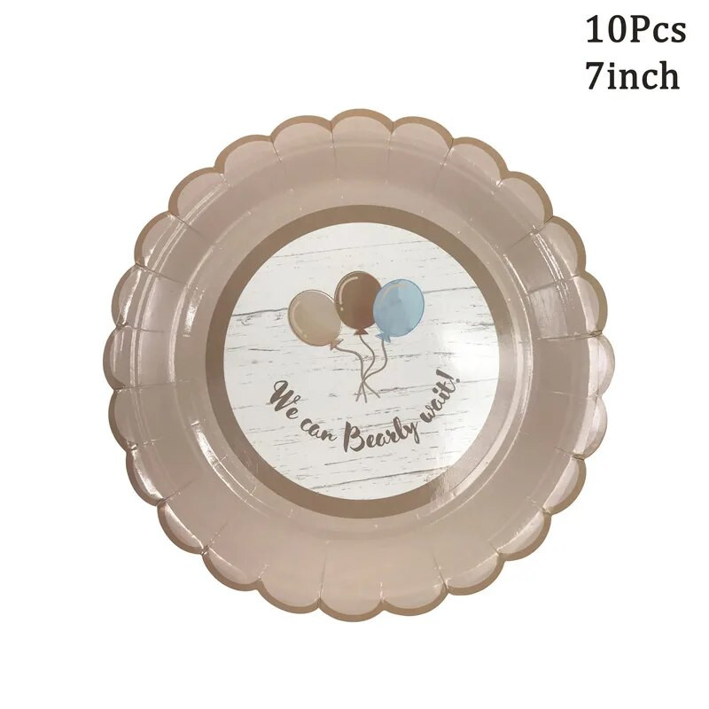 10kom uzoraka Slatki mali medo Papirnati tanjuri Šalice Salvete Jednokratno posuđe za djecu Sretan rođendan Pribor za tuširanje djeteta