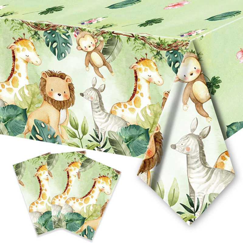 Animaciniai filmai Miško gyvūnai Vienkartiniai stalo reikmenys Džiunglių Safari Dramblys Žirafa Beždžionė Liūtas Lėkštė Laukiniai Kūdikiai Vaikai Su gimtadieniu Dekoracija