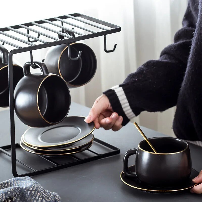 Европейски класически ретро комплект чаши за кафе от висок клас, керамична чаша, домакинска проста чаша за следобеден чай, Dim sum dish