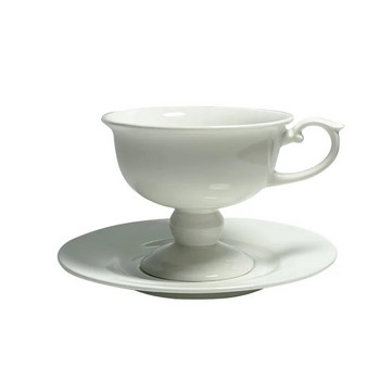 Европейска керамична чаша с високо стъпало чисто бяла английска чаша за следобеден чай чиния костен порцелан чиния за кафе чаша чиния кафене чаша
