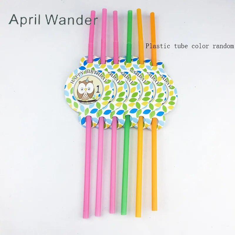 Prekrasna sova Tanjuri za zabavu Slamke Šalica Zastavica Puhanje zmaj sova Jednokratno posuđe za djecu Potrepštine za sretan rođendan