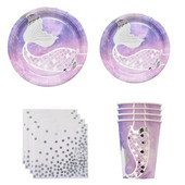 10 Gostiju Posuđe za jednokratnu upotrebu u obliku sirene Srebrni tanjuri s repom sirene Papirnata čaša ispod mora Tema sirene Djevojka Sretna rođendanska zabava