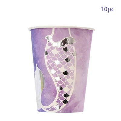 10 Gostiju Posuđe za jednokratnu upotrebu u obliku sirene Srebrni tanjuri s repom sirene Papirnata čaša ispod mora Tema sirene Djevojka Sretna rođendanska zabava