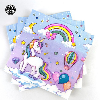 Rainbow Unicorn Party Сервизи Хартиена чаша за еднократна употреба Растения Покривка за маса Nakpins Момичета Еднорог Декорации за рожден ден Консумативи