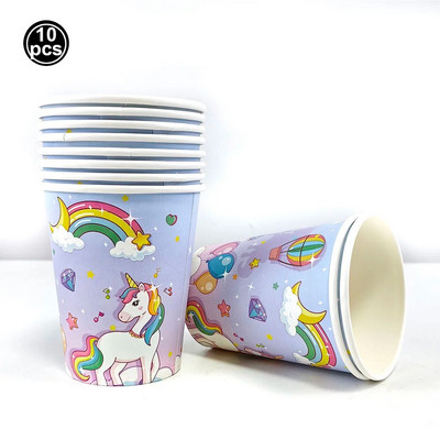 Rainbow Unicorn Party Сервизи Хартиена чаша за еднократна употреба Растения Покривка за маса Nakpins Момичета Еднорог Декорации за рожден ден Консумативи