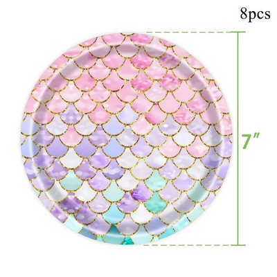 1 set sirena vaga jednokratno posuđe papirnati pokrivač za tortu za sirenu sretan rođendan ukras dječje sirene darovi nabava